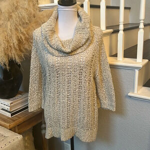 SLEEPING ON SNOW Anthropologie Beige Wool Blend Cowl Neck Sweater Size Small